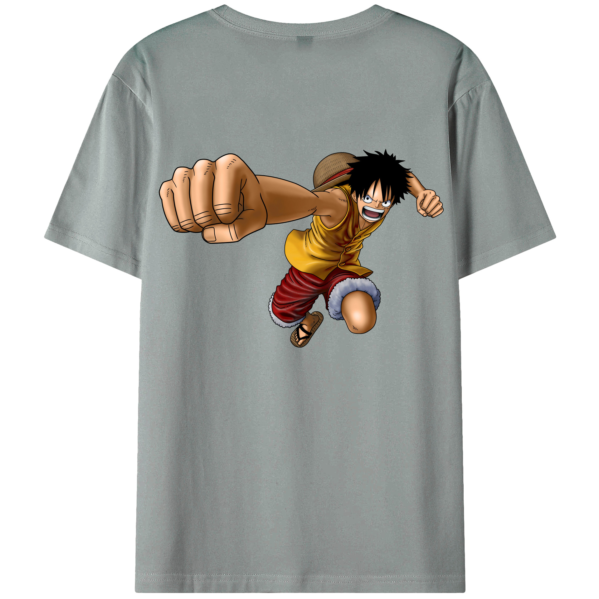 ワンピース モンキー・D・ルフィ ONE PIECE Monkey D. Luffy 綿100％ メンズ半袖Tシャツ（バックプリント） 通気性